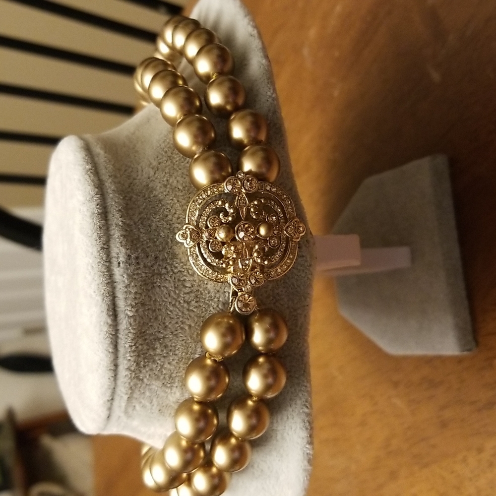 Copper color beaded necklace - Picture 6 of 8